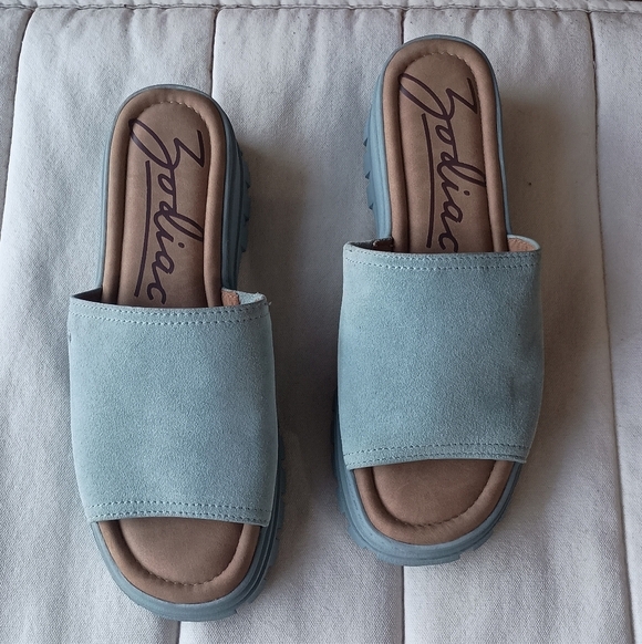 Zodiac Shoes - Zodiac Baby Blue Suede Leather Slides_10